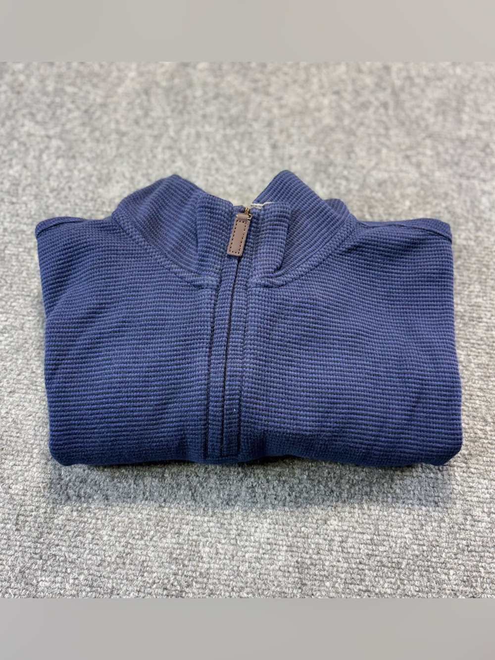NWT Chaps Men's Sz L Quarter-Zip Textured Knit Pullover Sweater Navy Blue.